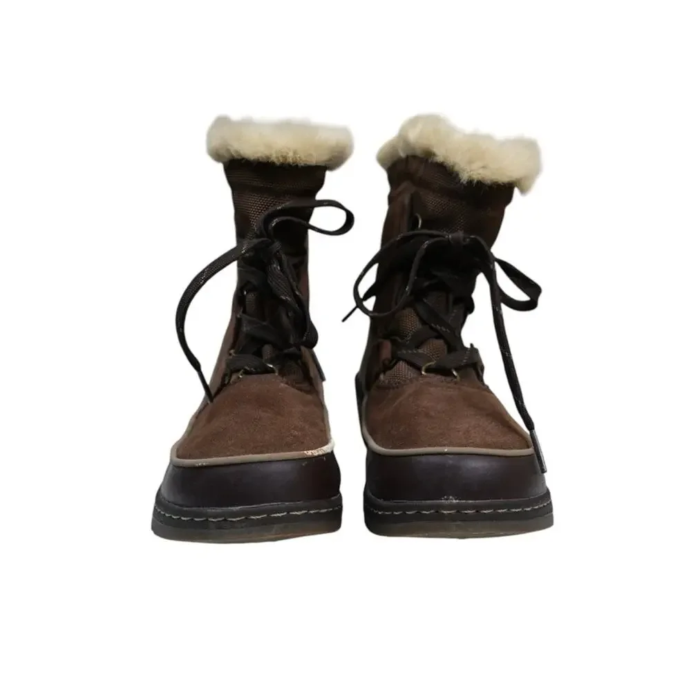 Sorel Womens 6 Tivolli III Snow Leather Suede Faux Fur Boot in Brown